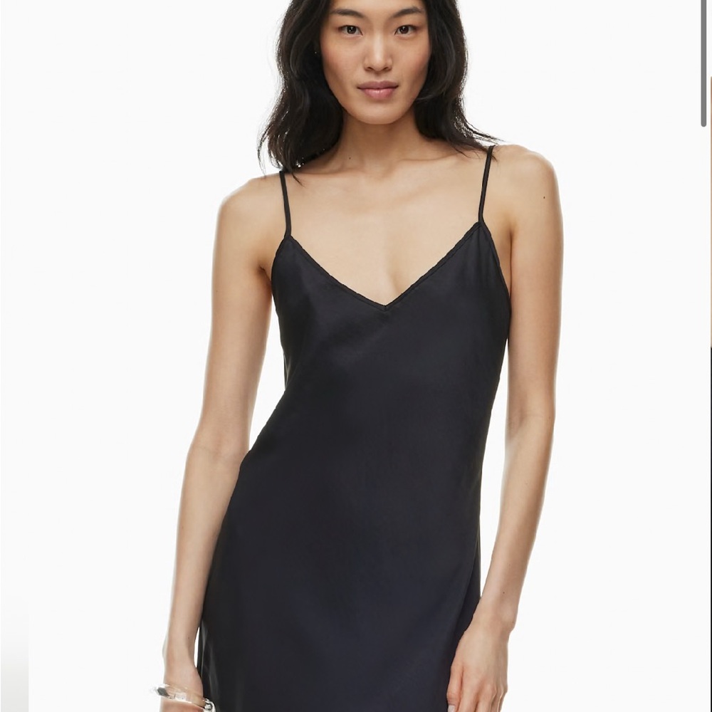 Aritzia Wilfred Slip Satin Midi Dress Black Small